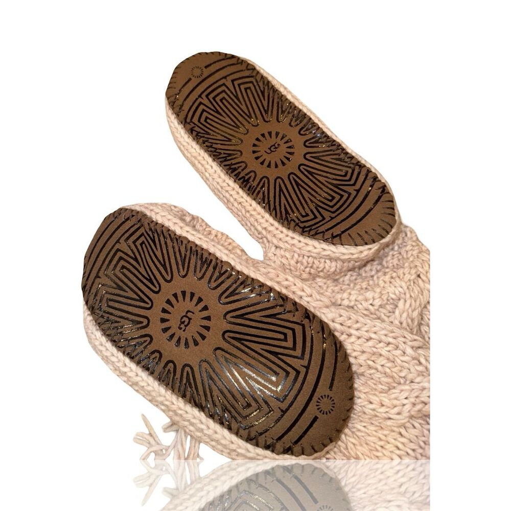 UGG Women's Cozy Knit Slipper Socks with Pom Pom Beige Winter: OSFM - Picture 4 of 7